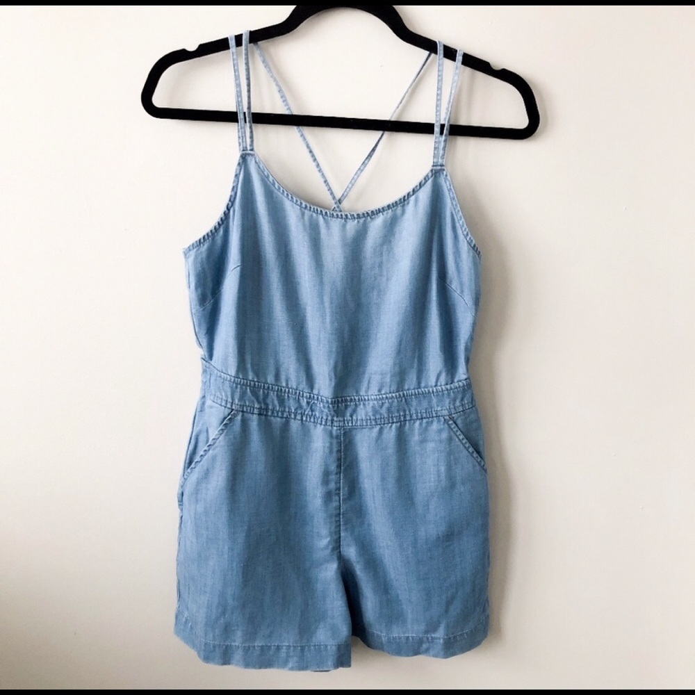 LOFT Petite Chambray Romper